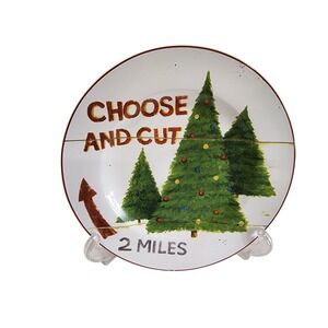 Sakura SIGNS OF CHRISTMAS Trees Salad Dessert Plate David Carter Brown 8.25"